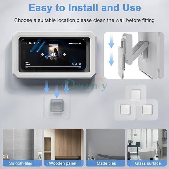 Shower Phone Holder Waterproof, 480°Rotating Waterproof Phone Holder