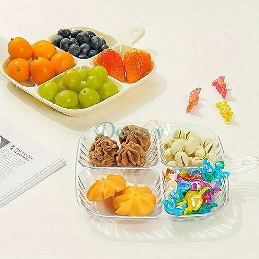 Plate Tray Four Divided Sauce - Snack & Fruit Dish Bowl With Handle