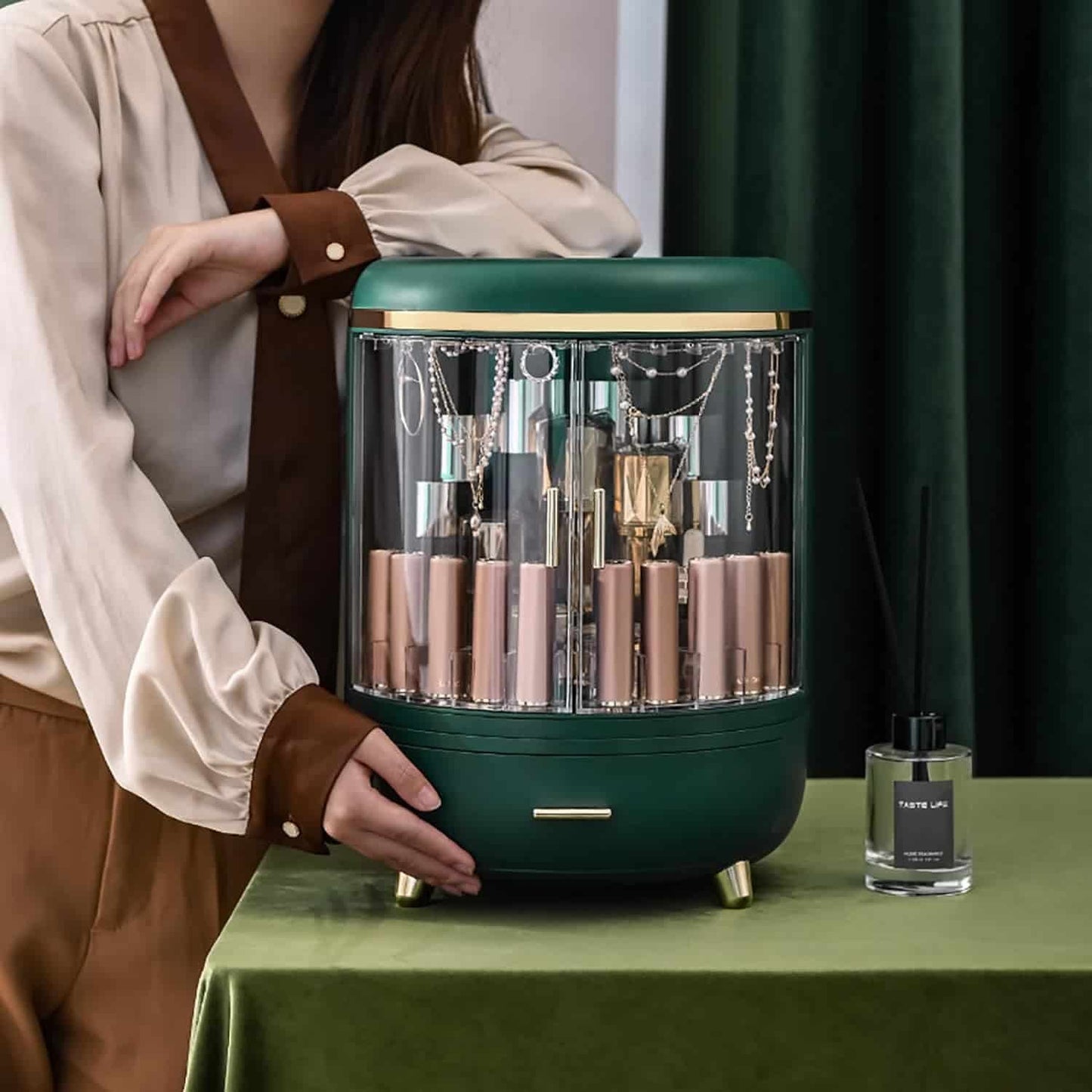 Cosmetic organizer With LED mirror