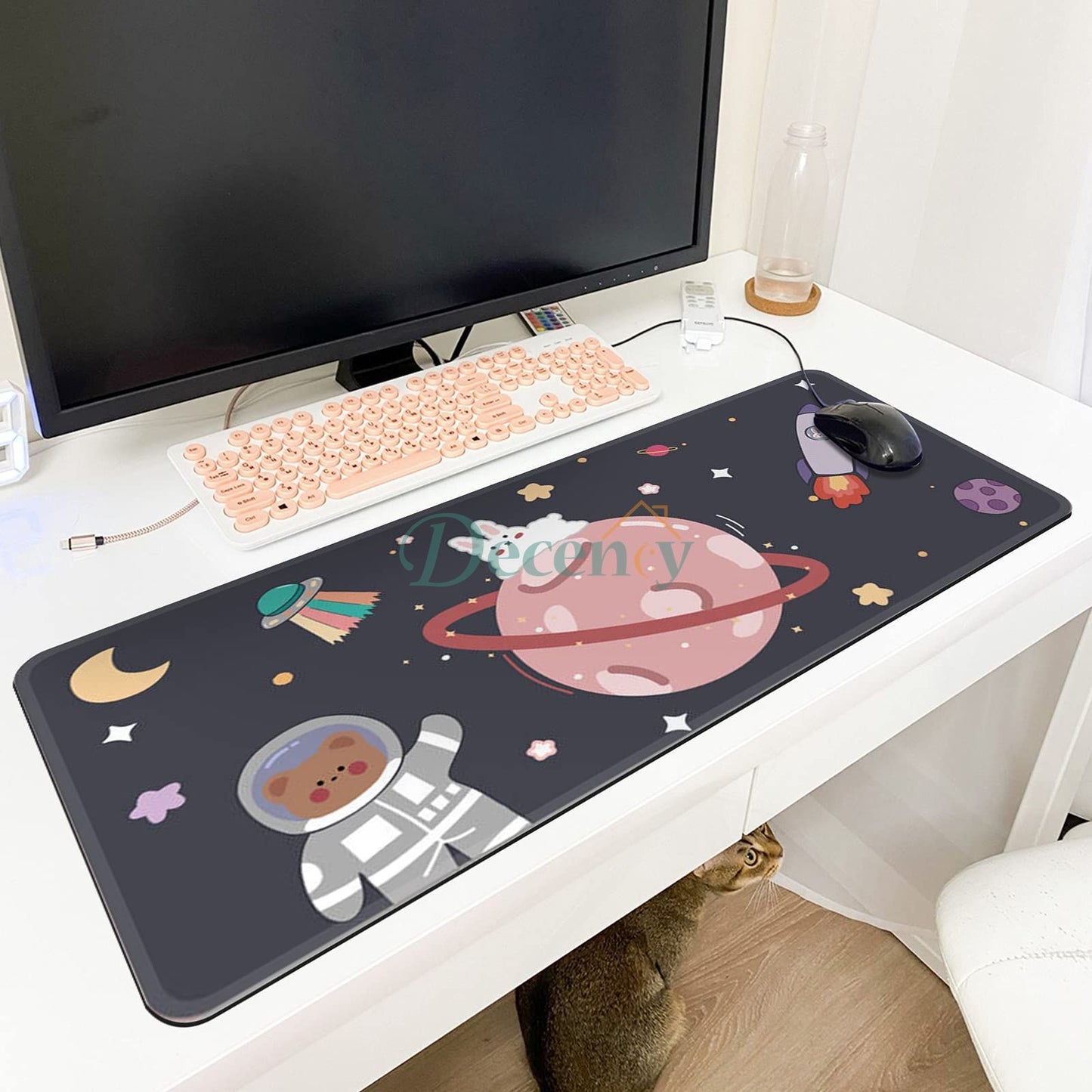 Cute Mouse Pad,Large Gaming Desk Mouse mat Cartoons Keyboard Pad,Laptop Desk Mat for Gaming, Writing, or Home Office Work 32 x 12 - Decency