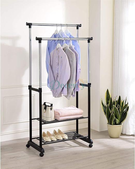 Double-Pole 2 Layer Cloth Hanging Rack ( 1 Step )