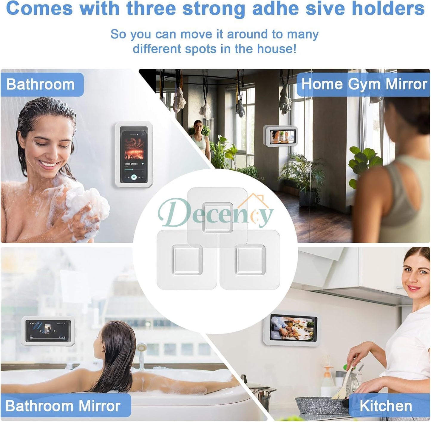 Shower Phone Holder Waterproof, 480°Rotating Waterproof Phone Holder