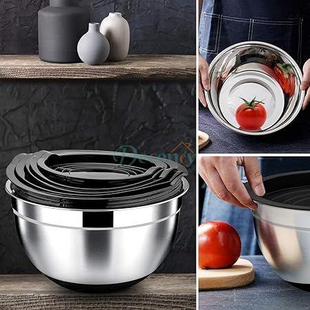 Stainless Steel Salad Bowls Set of 5 with Airtight Lid