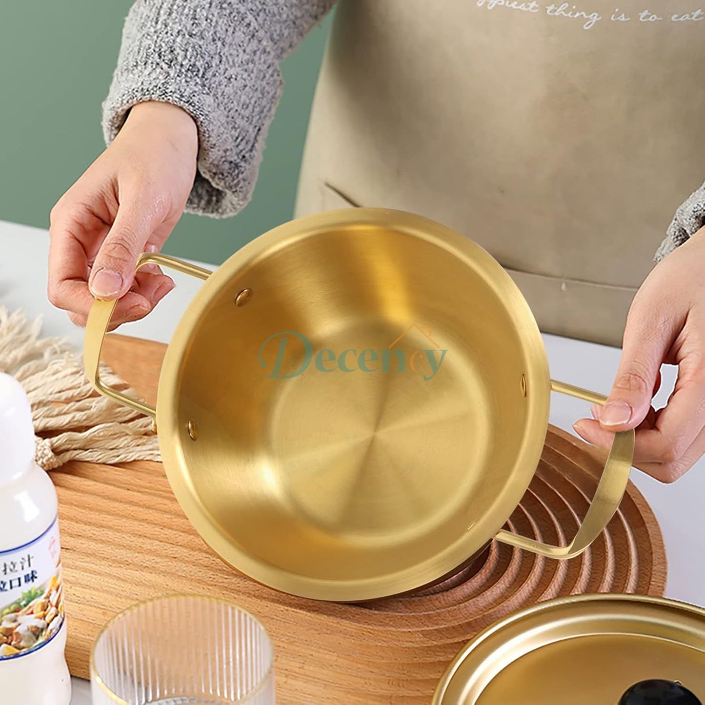 Stainless Steel Golden Cooking Pot (22 CM )