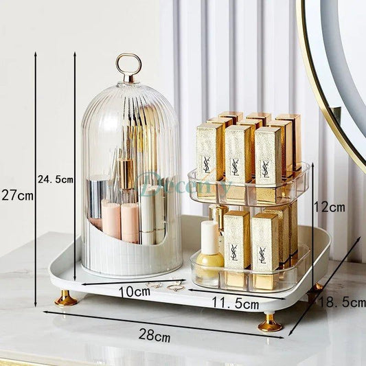 Rotating Cosmetic Brush with Lipstick Organizer