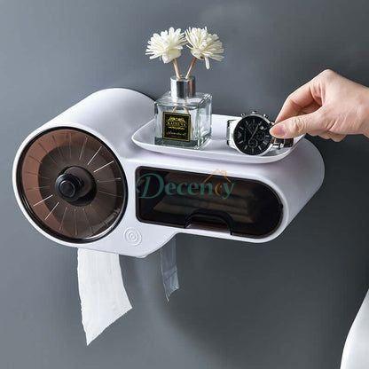 Wall Mounted Tissue Holder And Multipurpose Rack