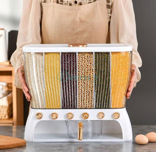 6 Compartment Cereal Dispenser Storage Organizer 10KG