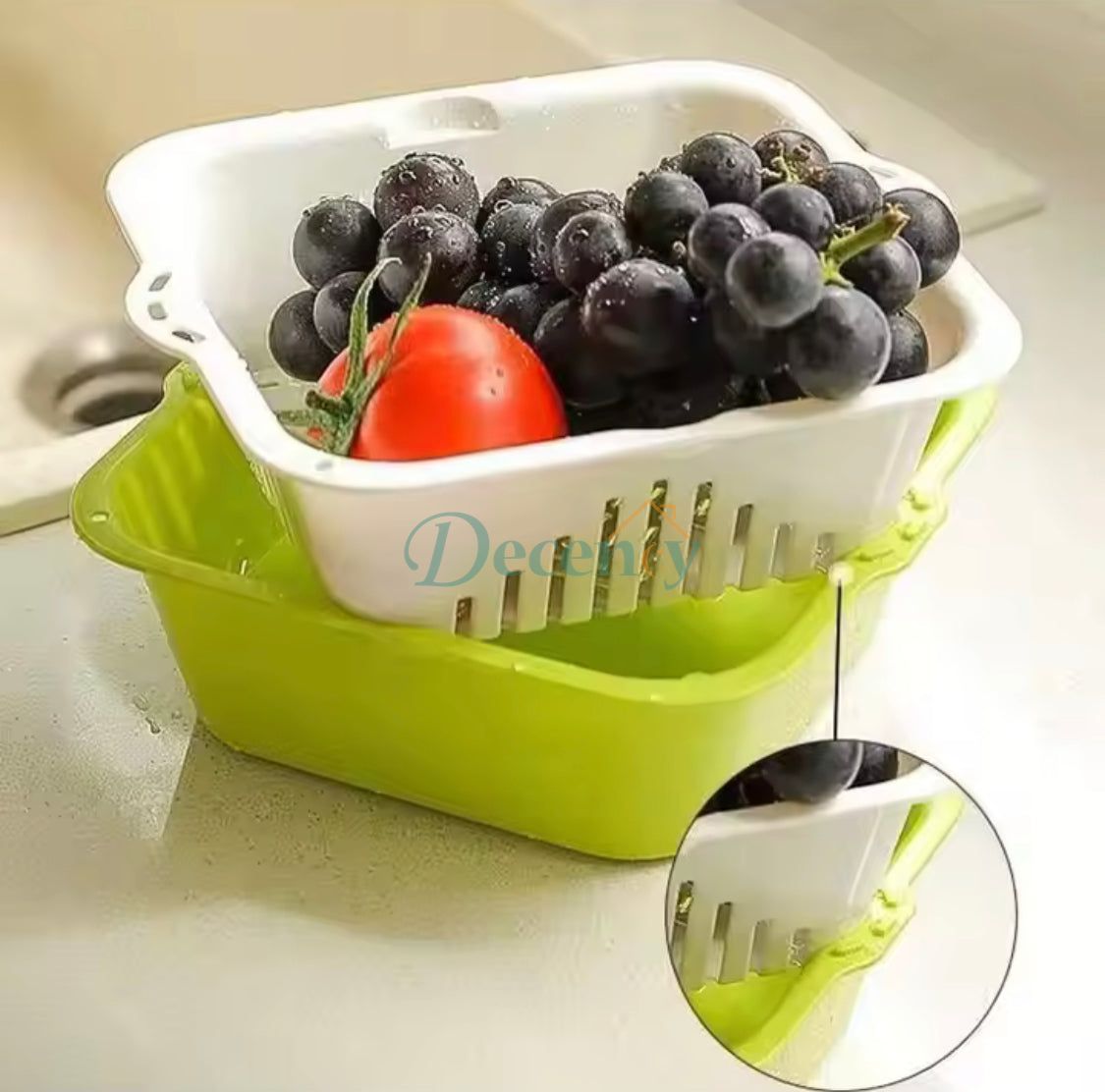 2 in 1 plastic drainage basket rotating colander and bowl set multifunction kitchen strainer vegetable washing basket with drain BPA-free plastic colander bowl combo