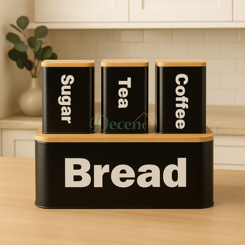 Bread Box Set with Bamboo Lid – Kitchen Storage