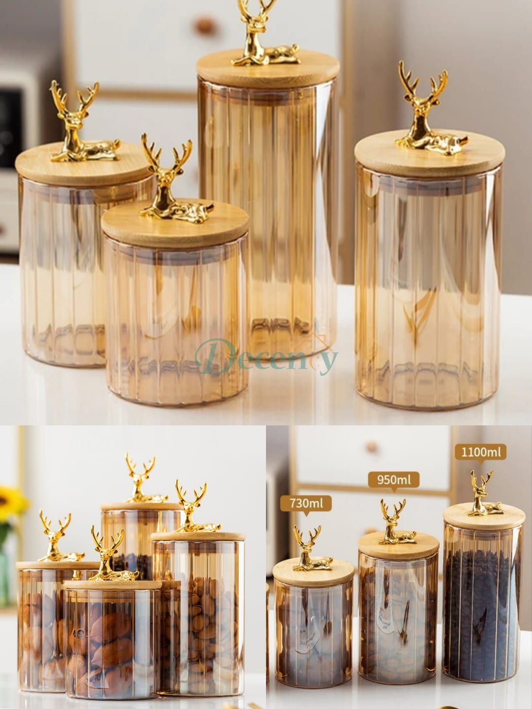 Golden Deer Glass Storage Jar