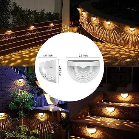 4 Pcs Solar Fence Lights Outdoor, Wireless LED Garden Lights Solar