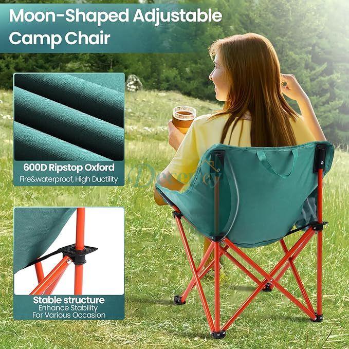 Portable Folding Chair, Lightweight Camping Chair with Side Pocket and Carry Bag for Adults