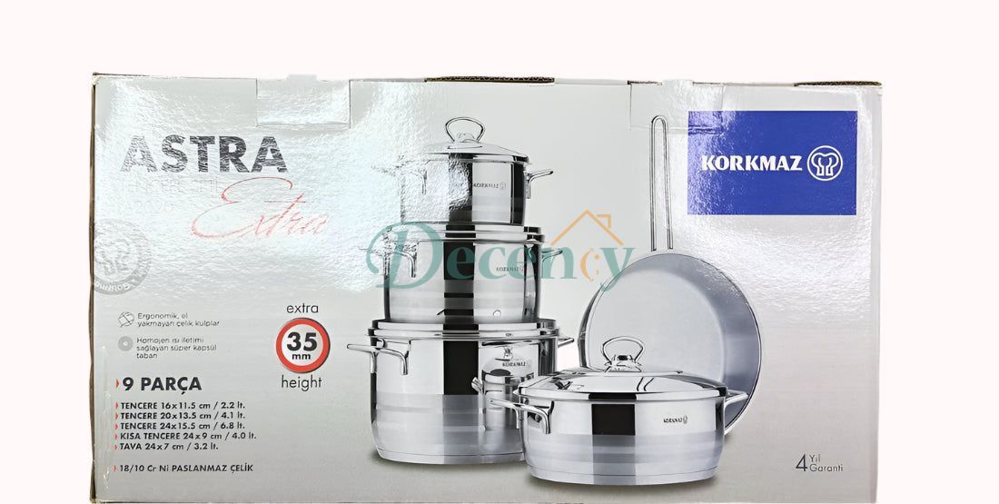 KORKMAZ ASTRA EXTRA Cookware Set 9 Pcs