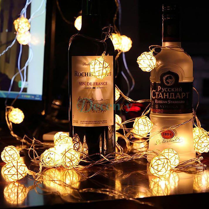Ascension Thai Warm White Color Rattan Ball String Lights Series - Decency