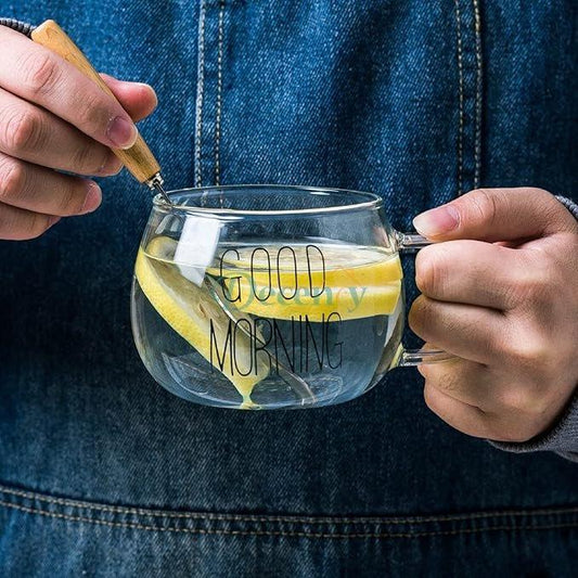 Clear Coffee Cup Cereal Glass Cup Good Morning Mug
