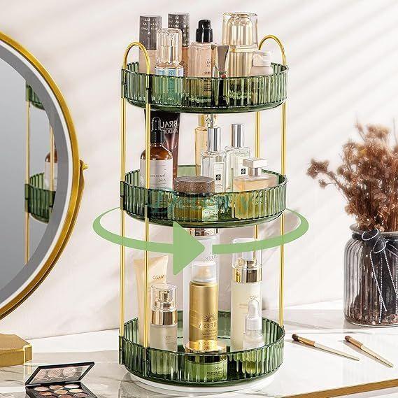 Luxury 360° Rotating Makeup Organizer, Transparent Cosmetics Storage Rack