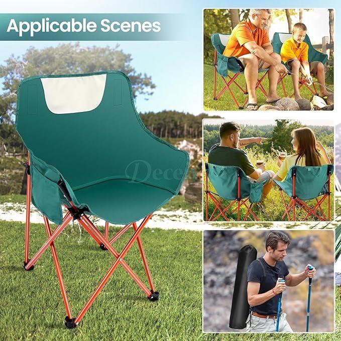 Portable Folding Chair, Lightweight Camping Chair with Side Pocket and Carry Bag for Adults