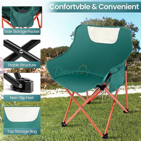 Portable Folding Chair, Lightweight Camping Chair with Side Pocket and Carry Bag for Adults