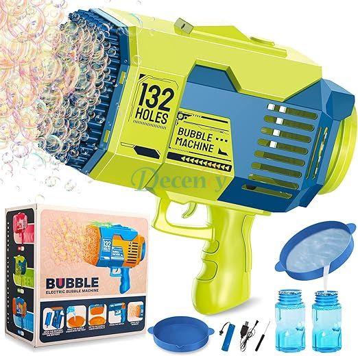 132 Holes Automatic Bubble Machine Racket Launcher For Kids