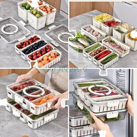 Refrigerator Storage Box with Lid and Handle