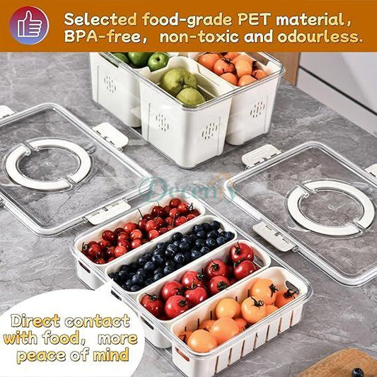 Refrigerator Storage Box with Lid and Handle