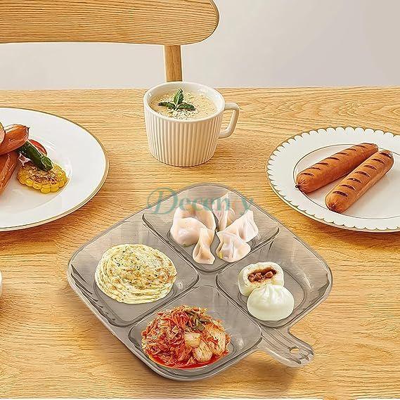 Plate Tray Four Divided Sauce - Snack & Fruit Dish Bowl With Handle
