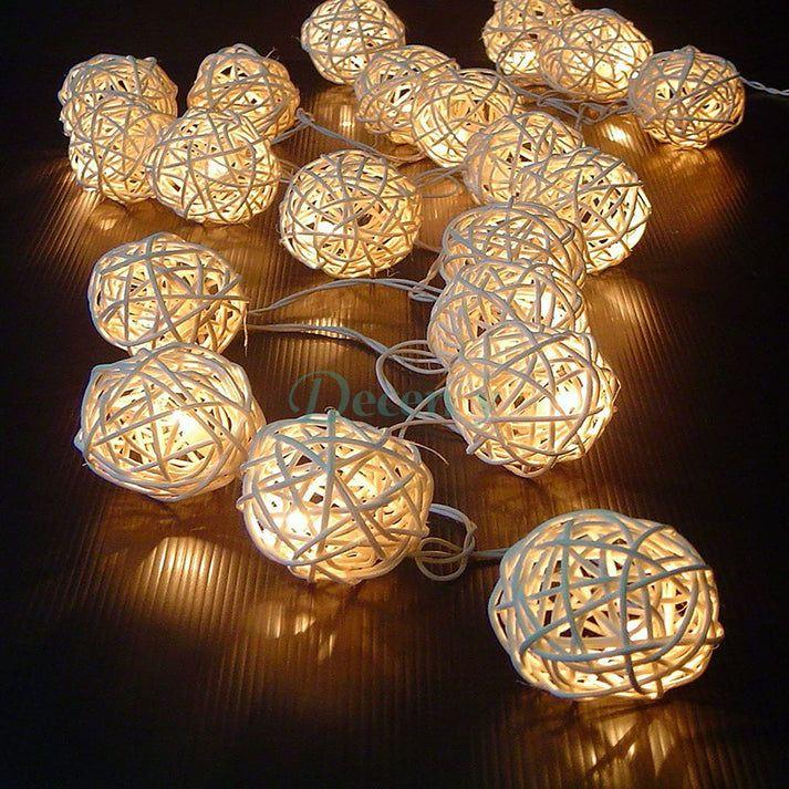 Ascension Thai Warm White Color Rattan Ball String Lights Series - Decency