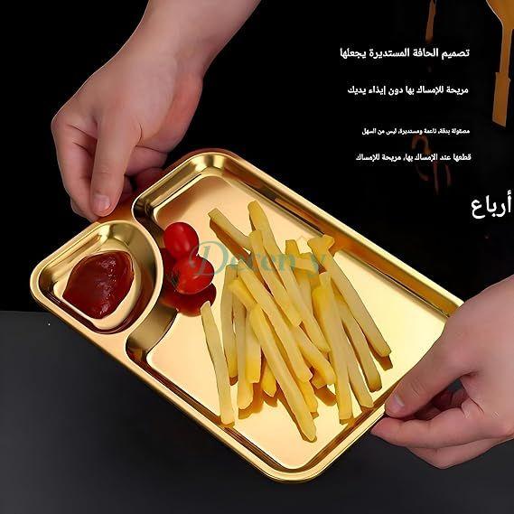 LuxeGold & Silver Rectangular Snack & Dip Tray