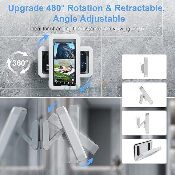 Shower Phone Holder Waterproof, 480°Rotating Waterproof Phone Holder
