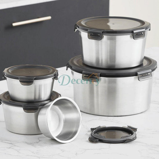 4 pcs stainless steel box set with look.