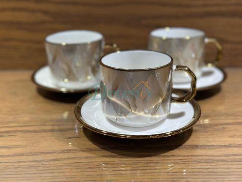 Coffee Mug Tea Set of 6 Cup and Plate Small ( 4 )