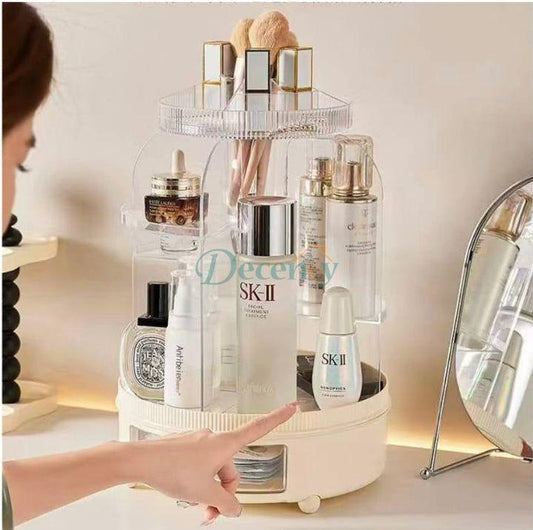 Rotating Cosmetics Organizer With Dust Proof