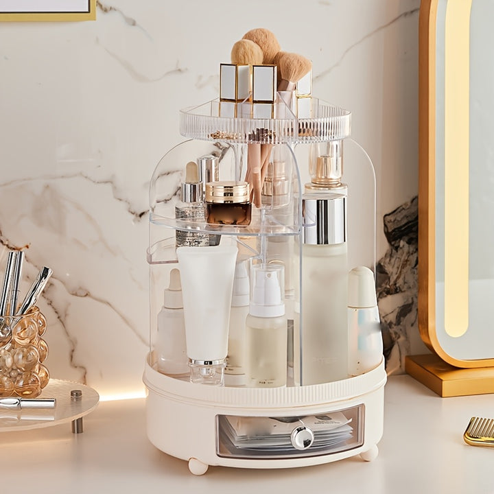 Rotating Cosmetics Organizer With Dust Proof