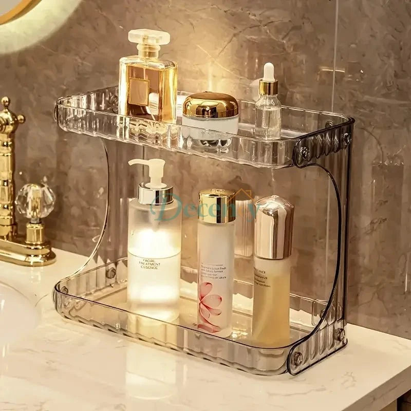 Elegant 2-Tier Acrylic Vanity Organizer - Maximize Your Space & Style