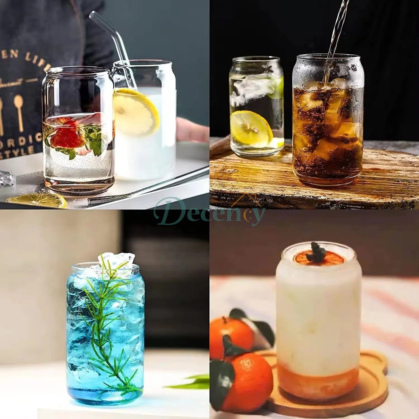 Durable Tea Juice Milk Glass Cup With Straw