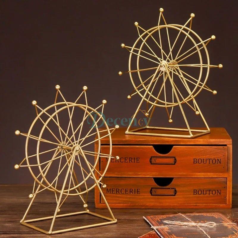 Modern Metal Golden Ferris Wheel Rotatable Living Room Office Desktop