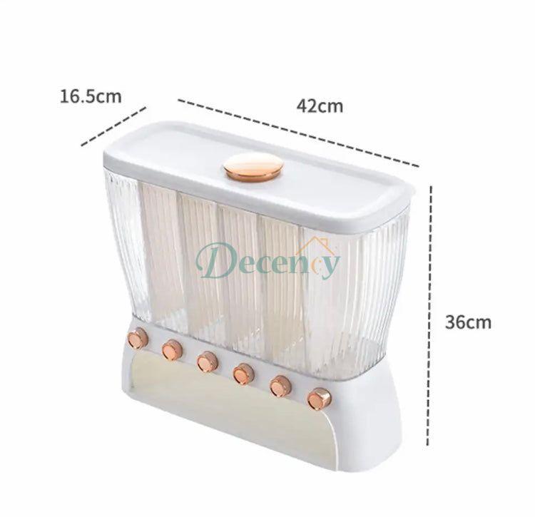 6 Compartment Cereal Dispenser Storage Organizer 10KG