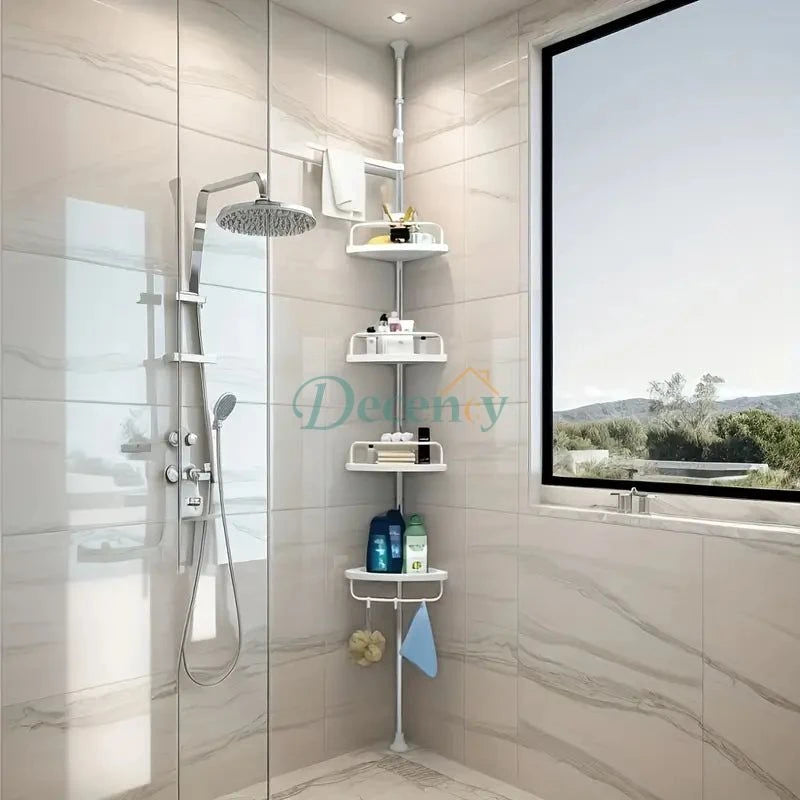 4-Layer Corner Shelf – Suction Wall Rack for Bathroom & Kitchen Space-Saving Storage Rack for Showers, Toilets & Kitchen Corners