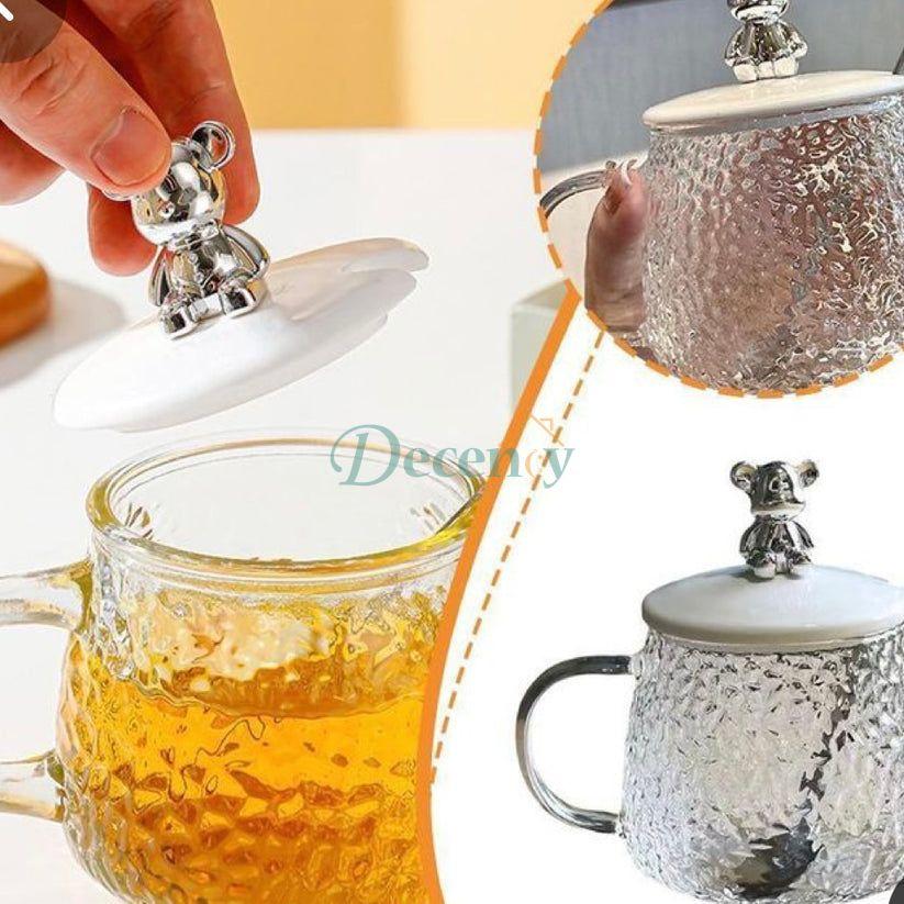 Bear Coffee Glass with Lid & Spoon