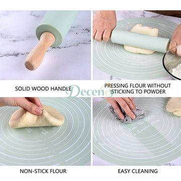 Silicone Dough Mat With Rolling Pin Set