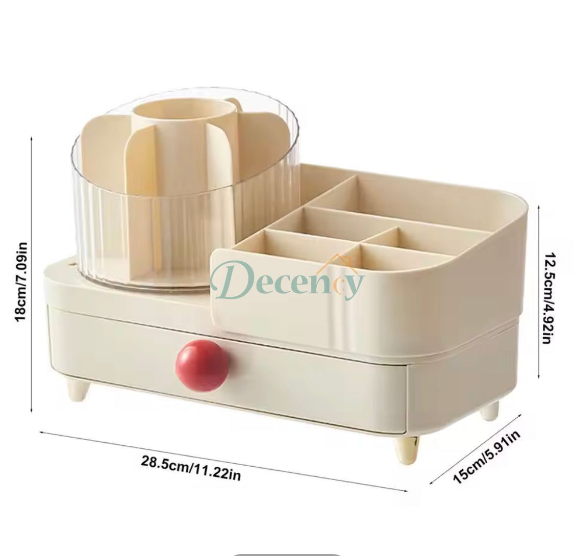 Cosmetic Storage Holder With Rotating Makeup Brush Holder