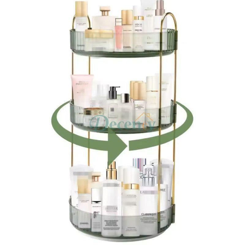 Luxury 360° Rotating Makeup Organizer, Transparent Cosmetics Storage Rack