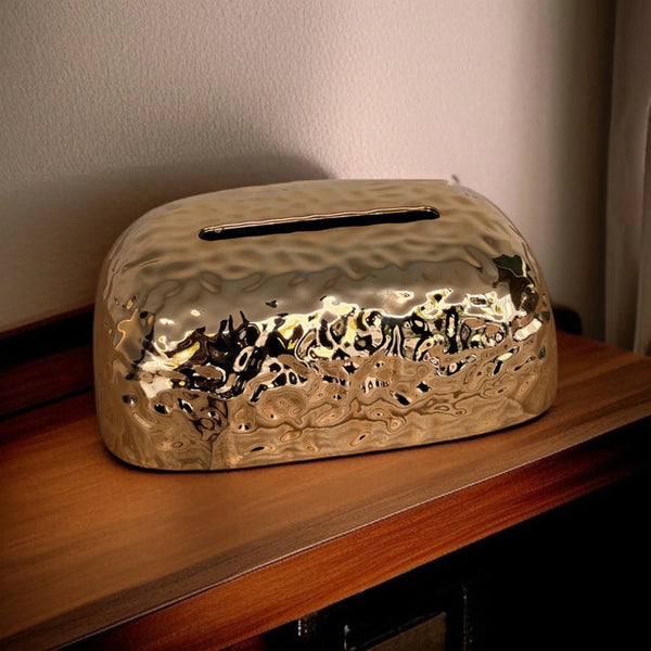 Luxury Gold Textured Tissue Box Cover