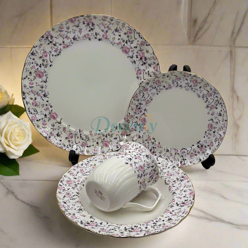 Royal Albert 24-Piece Breakfast Set (6 Persons) Elegant Morning Dining | Premium Floral Porcelain | Complete 6-Person Set