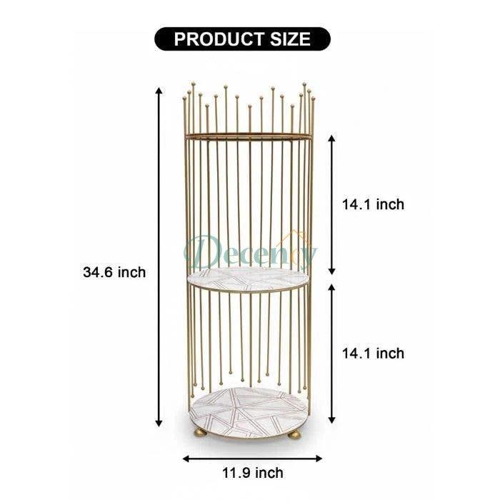 3 Layers Gold Floor Display Rack – Luxury Metal Storage Rack