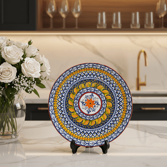 Classic Ceramic Serving Platter with Mosaic Design