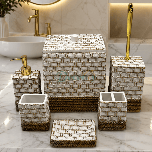 Luxury Gold & White 6-Piece Bathroom Set