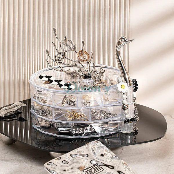 Creative 3 Layers Swan Jewelry Box