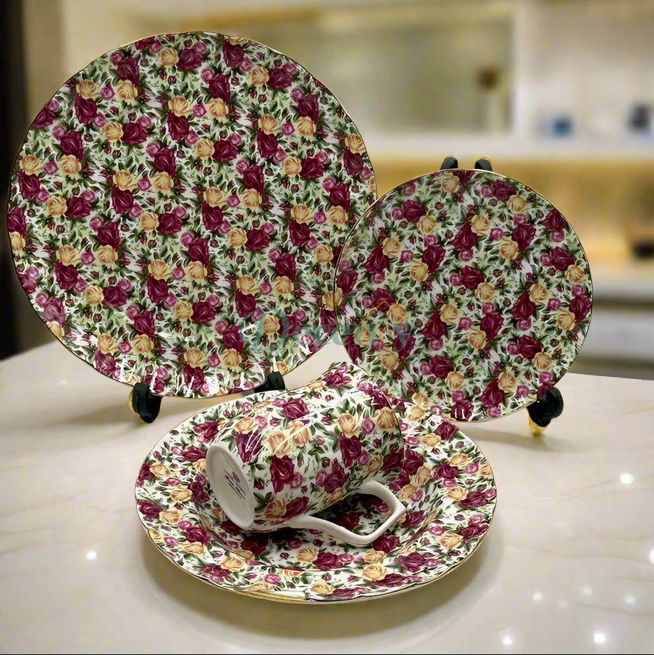 Royal Albert 24-Piece Breakfast Set (5 Persons) Charming Floral Porcelain | Luxury Breakfast Set for 5 | Timeless Royal Albert Style