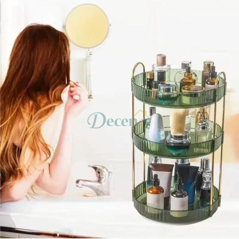 Luxury 360° Rotating Makeup Organizer, Transparent Cosmetics Storage Rack
